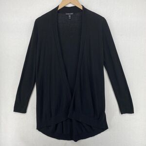 EILEEN FISHER Cardigan XS Tencel Organic Cotton Silk Open Front Sweater Black
